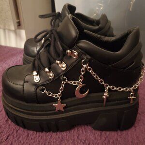 Black Platform Sneakers with Chains